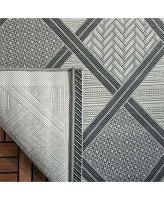 Courtyard CY7570 Light Gray and Anthracite 5'3" x 7'7" Sisal Weave Outdoor Area Rug