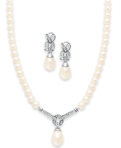 necklace gold diamond pearl jewelry earrings freshwater cultured 14k