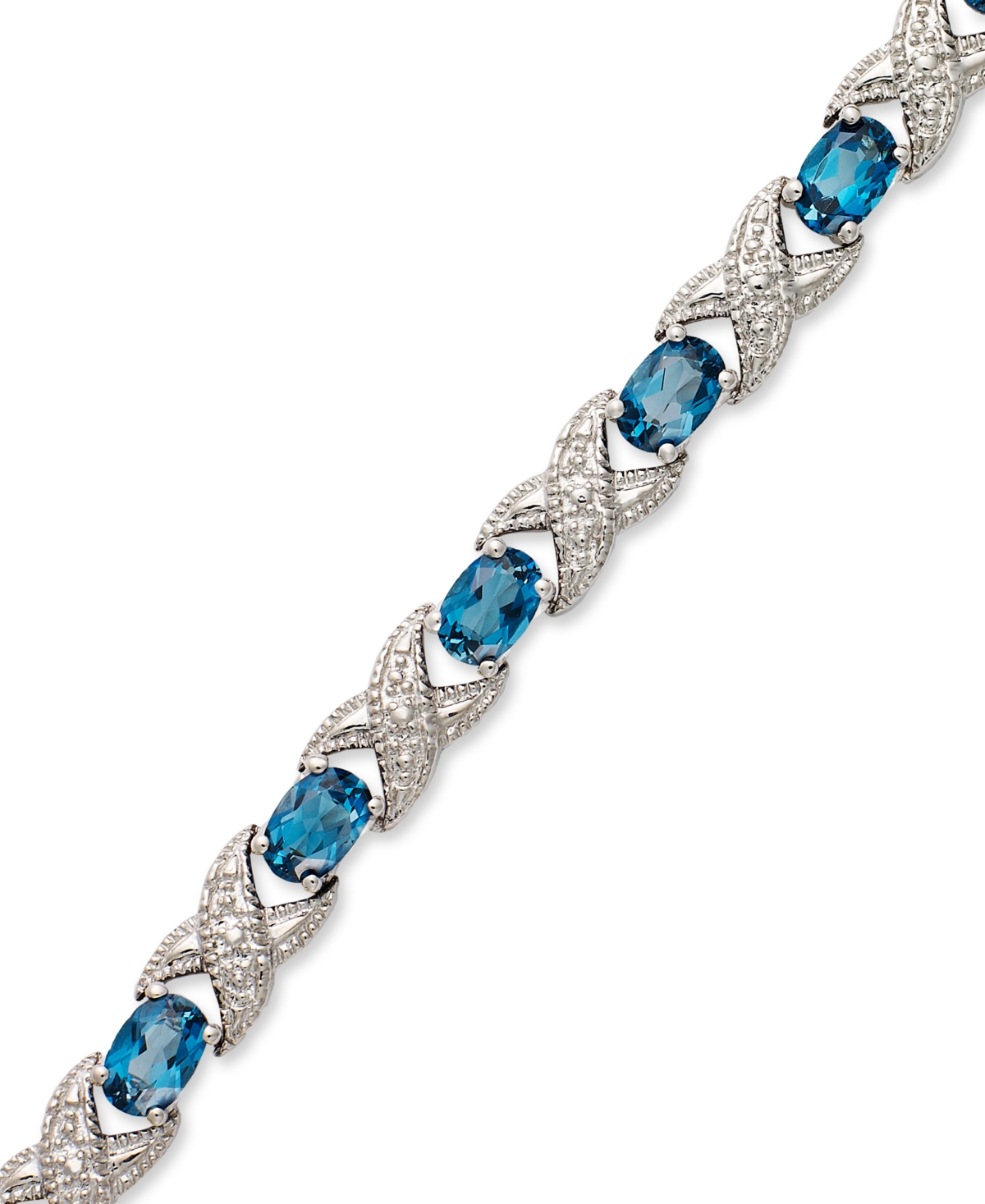 Amethyst (6-1/2 ct. t.w.) and Diamond Accent Xo Bracelet in Sterling Silver (Also in Multi, London Blue Topaz & Garnet) - Amethyst