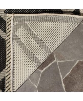 Courtyard CY6923 Black and Beige 5'3" x 7'7" Sisal Weave Outdoor Area Rug