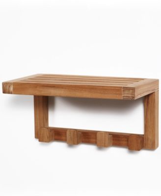 A.R.B Teak & Specialties ARB Teak Wall Shelf with 4 Hooks