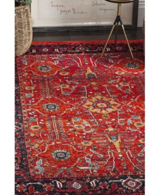 Vintage Hamadan VTH220 Orange and Navy 5'3" x 7'6" Area Rug