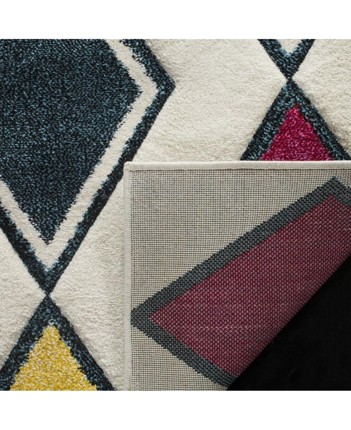 Safavieh Hollywood HLW704and Peacock Blue Area Rug - Ivory/peac