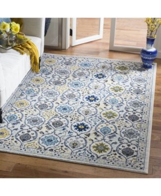 Evoke EVK210 Ivory and Blue 5'1" x 7'6" Area Rug