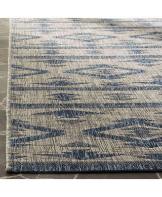 Courtyard CY8863 Gray and Navy 5'3" x 7'7" Outdoor Area Rug