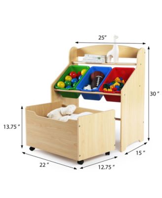 Humble Bee Kids 3-Tier Storage Organizer with Rolling Toy Box