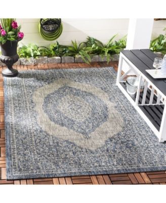Courtyard CY8751 Light Gray and Blue 5'3" x 7'7" Sisal Weave Outdoor Area Rug