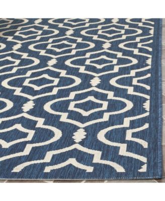 Courtyard CY6926 Navy and Beige 5'3" x 7'7" Sisal Weave Outdoor Area Rug