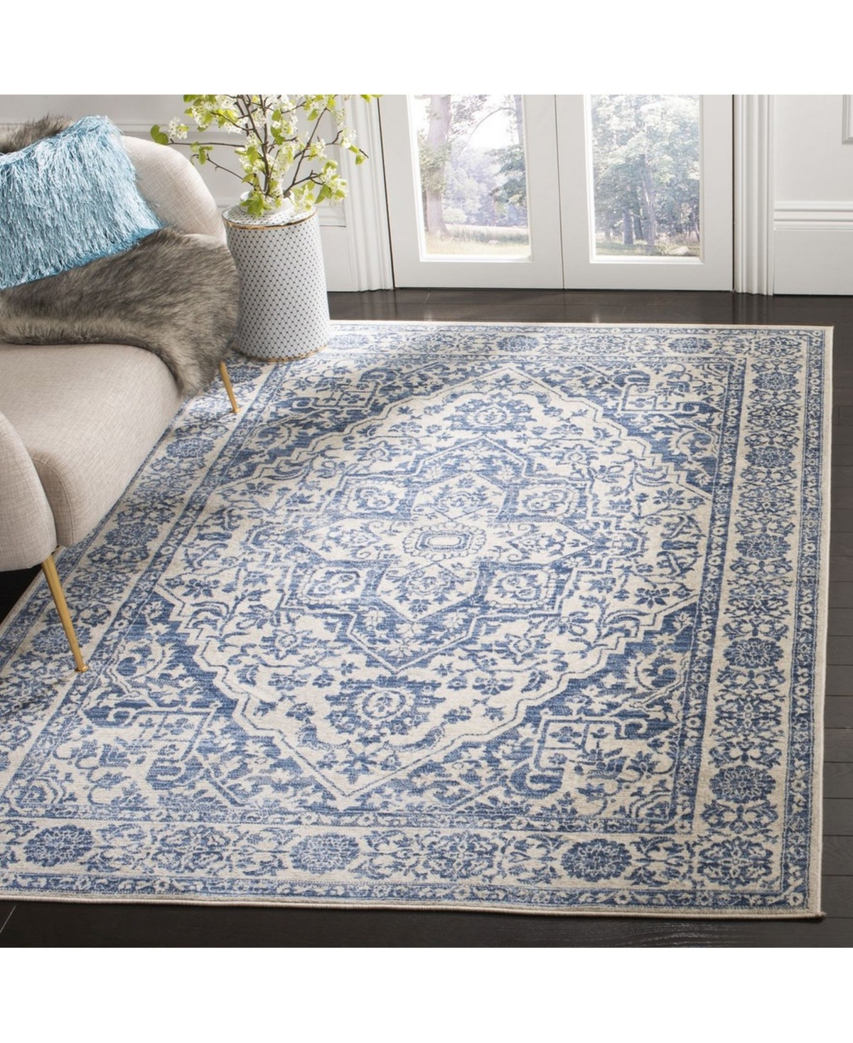 Safavieh Brentwood BNT832and Light Gray Area Rug - Navy