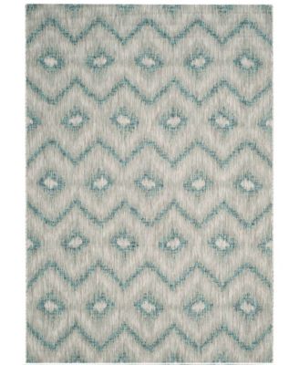 Courtyard CY8463 Gray and Blue 5'3" x 7'7" Outdoor Area Rug