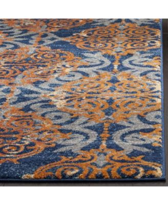 Evoke EVK230 Blue and Orange 5'1" x 7'6" Area Rug
