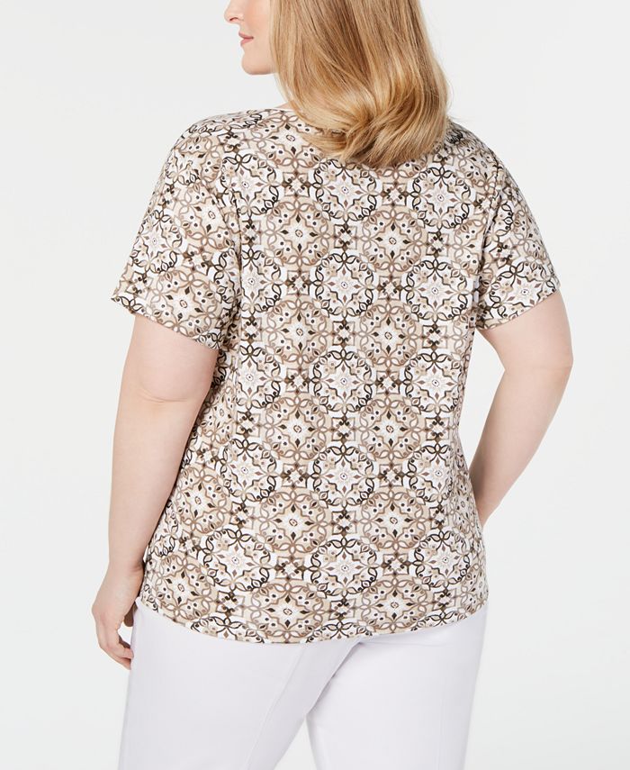 Karen Scott Plus Size Printed T-Shirt, Created for Macy's - Macy's