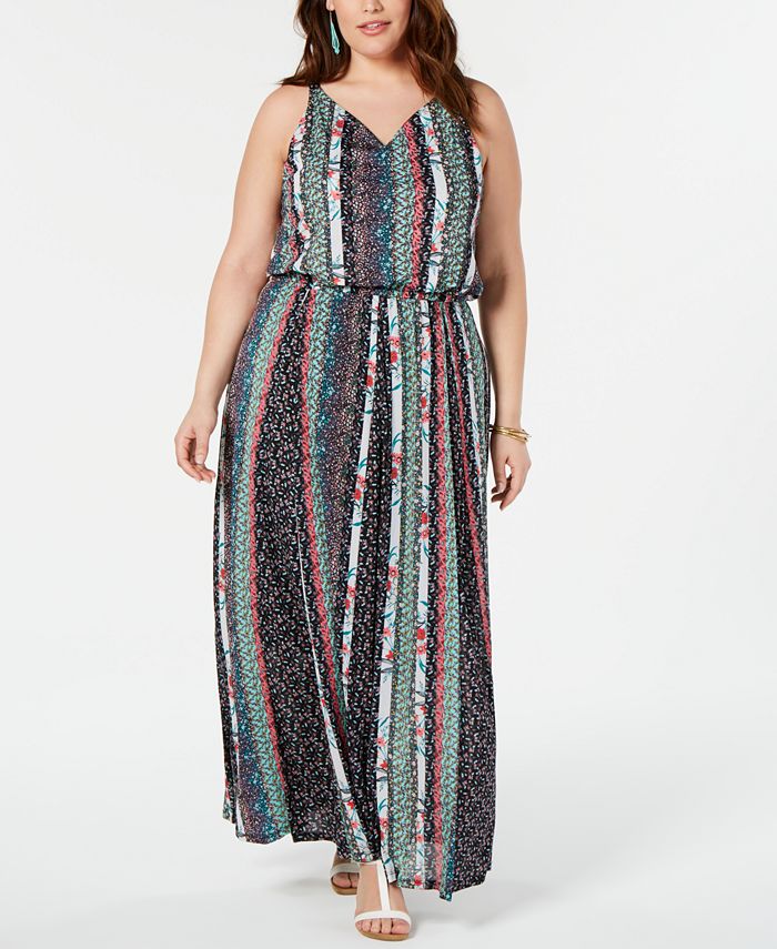 Style & Co Plus Size Printed Elastic-Waist Dress, Created for Macy's ...
