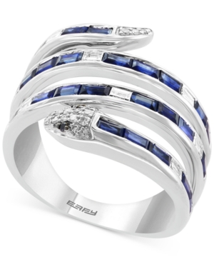 image of Effy Sapphire (1-1/2 ct. t.w.) & Diamond (1/4 ct. t.w.) Snake Statement Ring in 14k White Gold