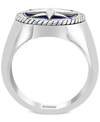 EFFY&reg; Men's Lapis Lazuli Compass Ring in Sterling Silver