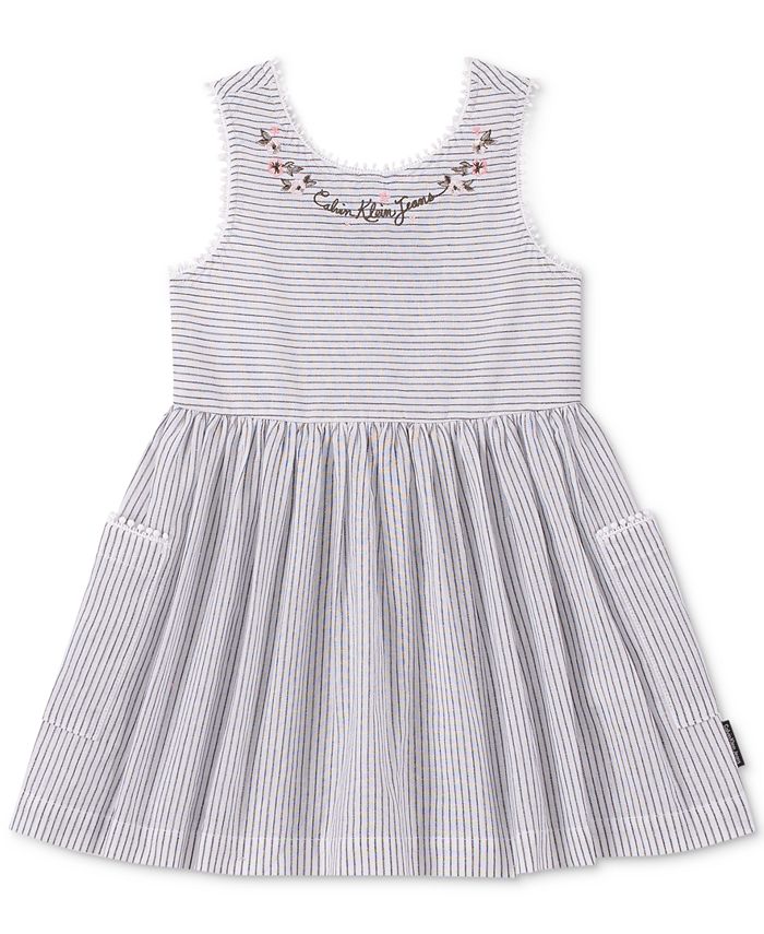 Calvin Klein Toddler Girls Open-Back Striped Cotton Dress - Macy's