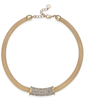 image of Charter Club Pave Tunnel Mesh Collar Necklace, 17