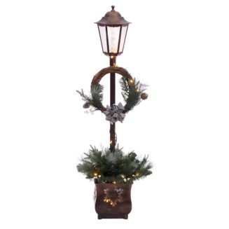 Puleo International Pre Lit 4 ft. Christmas Lamp Post with 35 Multi UL ...