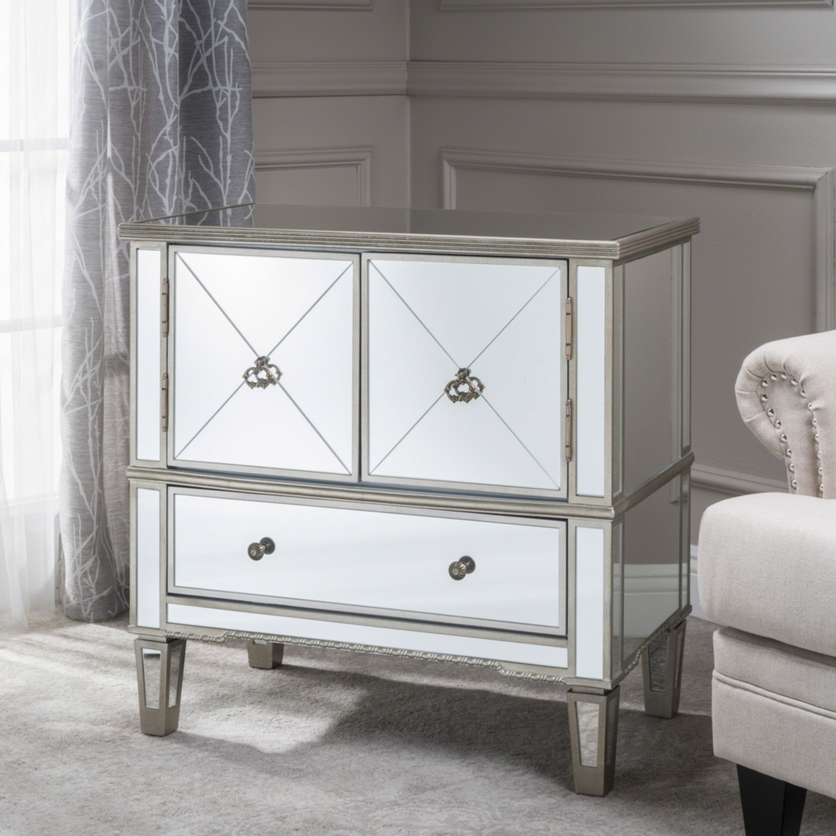 Noble House Ryanne 3 Drawer Cabinet In No Color