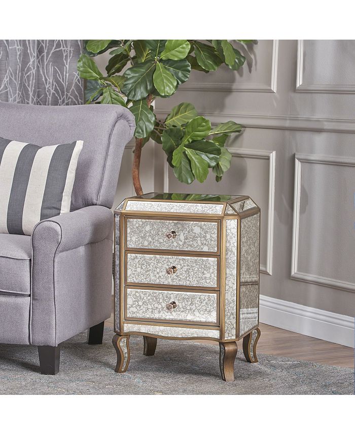 Noble House Nicos Mirrored 3 Drawer Macy's