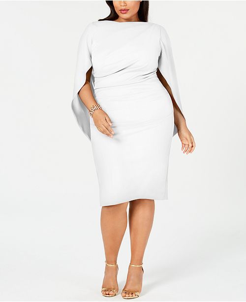 Betsy Adam Plus Size Ruched Cape Dress Reviews Dresses