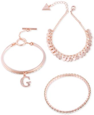 GUESS - Rose Gold-Tone 3-Pc. Set Crystal Bracelet