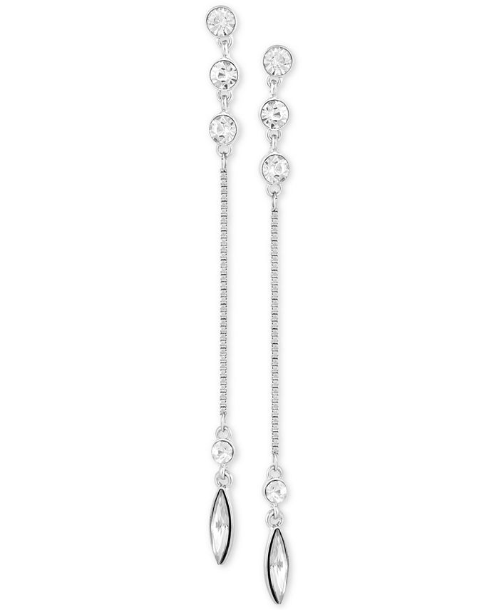 GUESS SilverTone Crystal Linear Drop Earrings Macy's