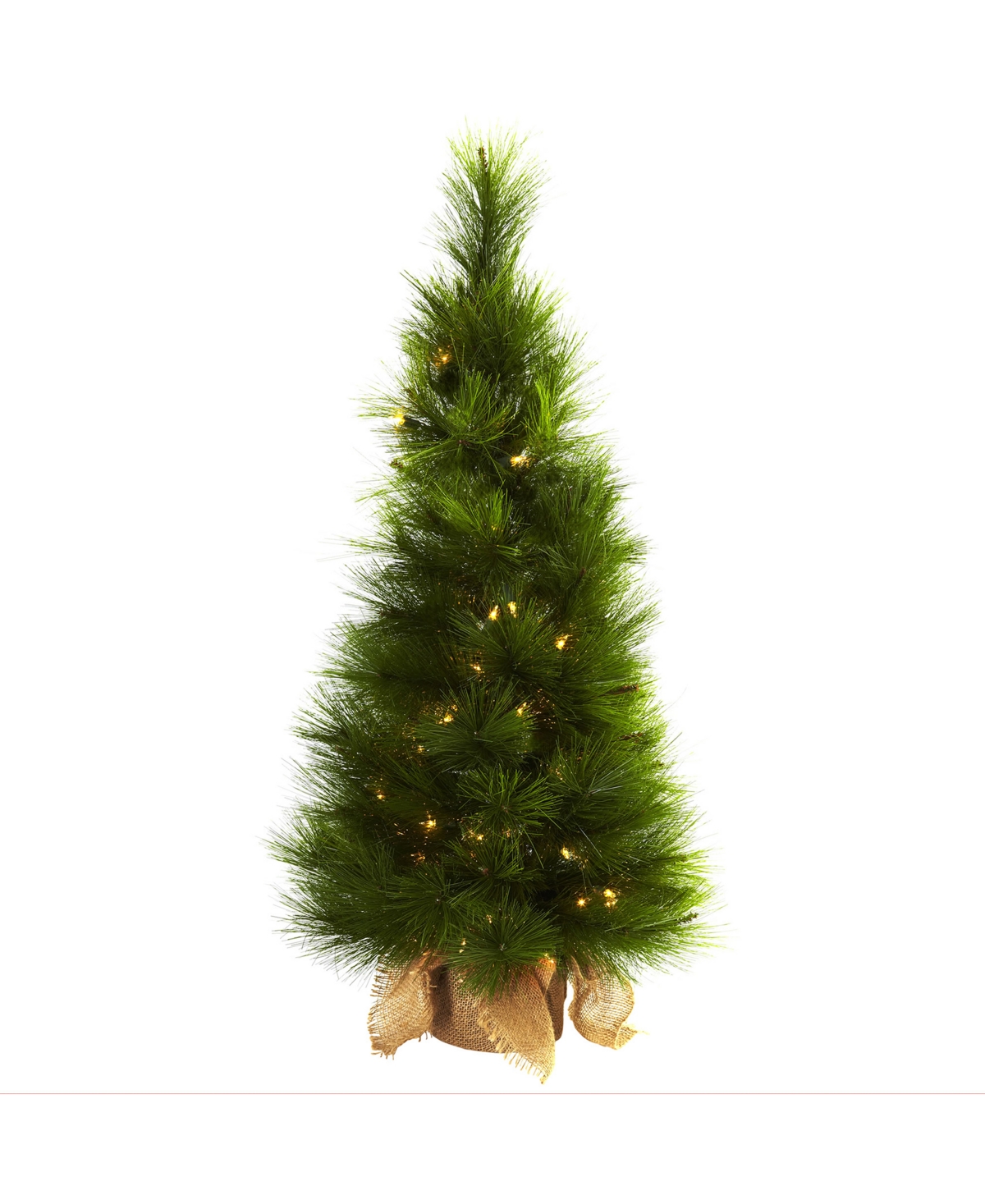 3' Christmas Tree with Burlap Bag and Clear Lights - Green