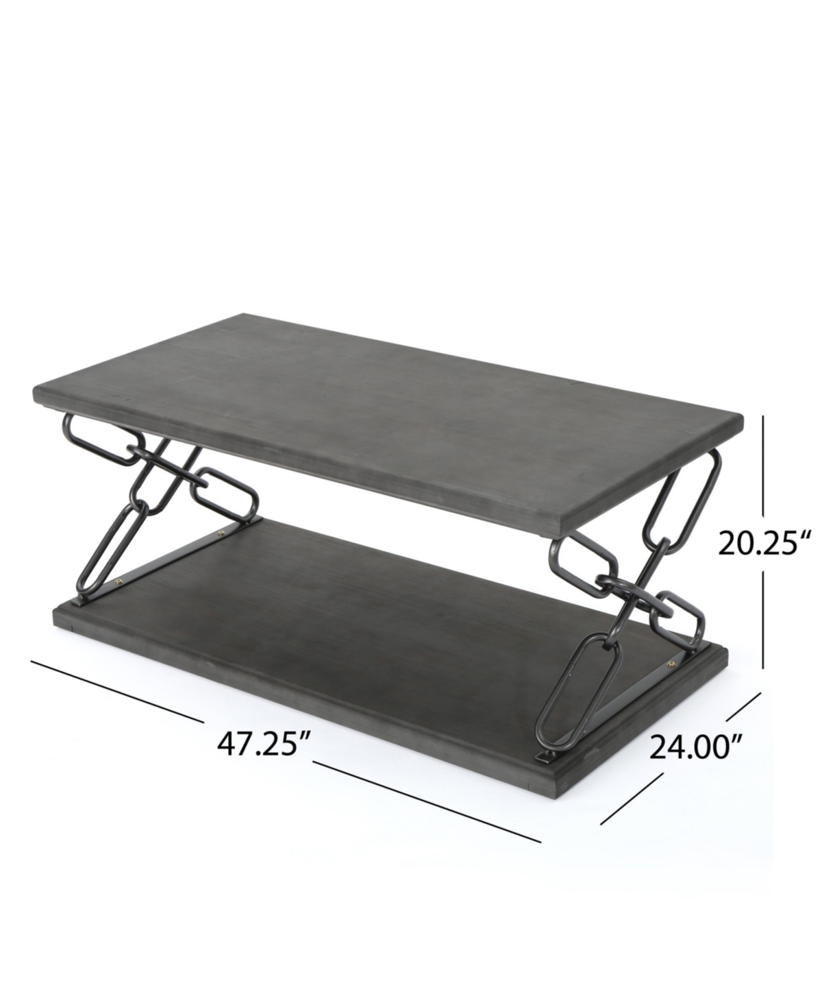 Shop Noble House Milah Industrial Faux Wood Coffee Table In Grey