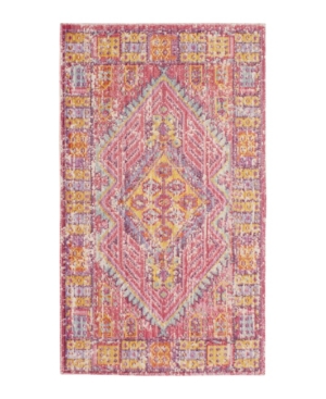 French Connection Caruso Colorwashed Kilim 27" X 46" Accent Rug Bedding In Pink/red