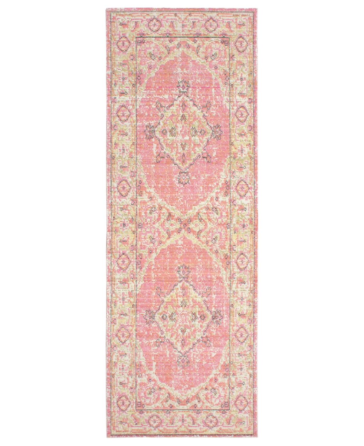 French Connection Kenora Colorwashed Kilim 22" X 61" Accent Rug Bedding In Pink,pink