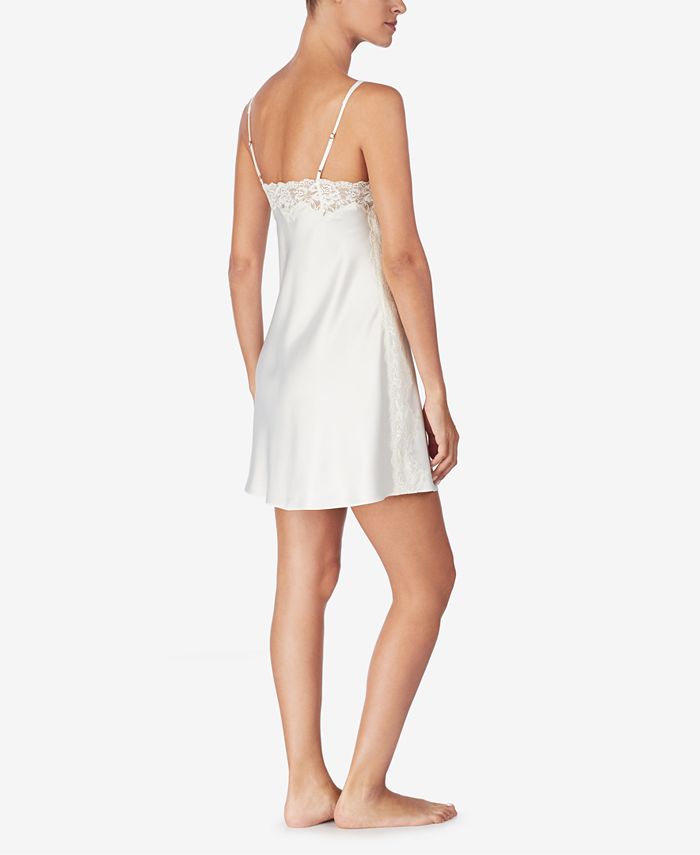 Lauren Ralph Lauren Flower-Lace Trim Chemise Nightgown - Macy's