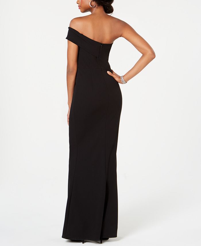 Betsy & Adam Asymmetrical Off-The-Shoulder Gown - Macy's