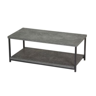 Slate Faux Concrete Coffee Table with Storage Shelf