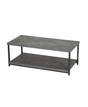 Household Essentials - Slate Faux Concrete Coffee Table with Storage Shelf