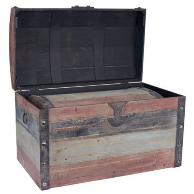 Wooden Storage Trunk Set, Large and Small Domed Chest