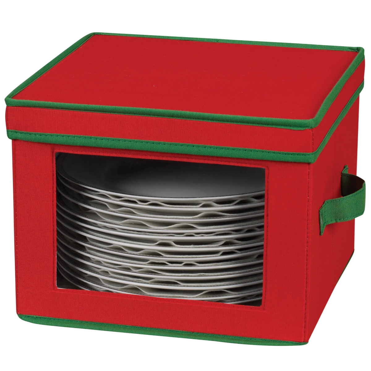 Household Essentials Dinner Plate Storage Box, Windowed Panel and Handles