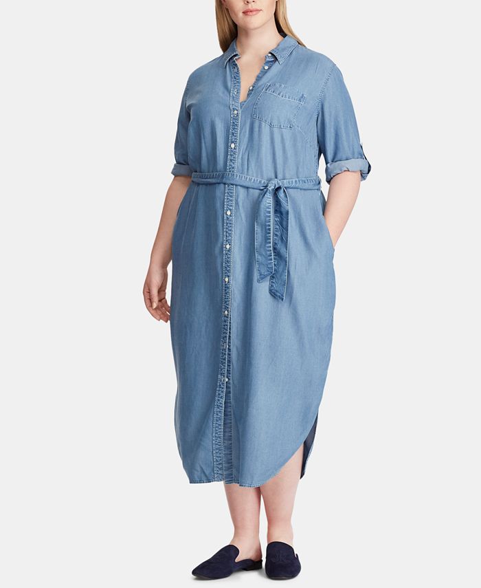 Lauren Ralph Lauren Plus Size Denim Shirtdress - Macy's