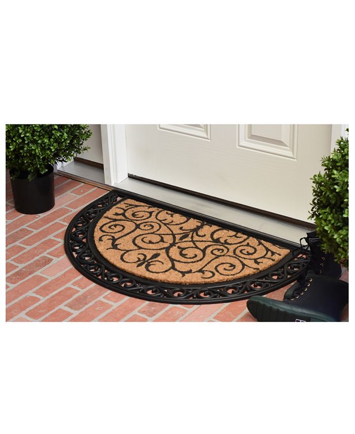 Home & More Printed Ornate Scroll 2' x 3' Coir/Rubber Doormat - Macy's
