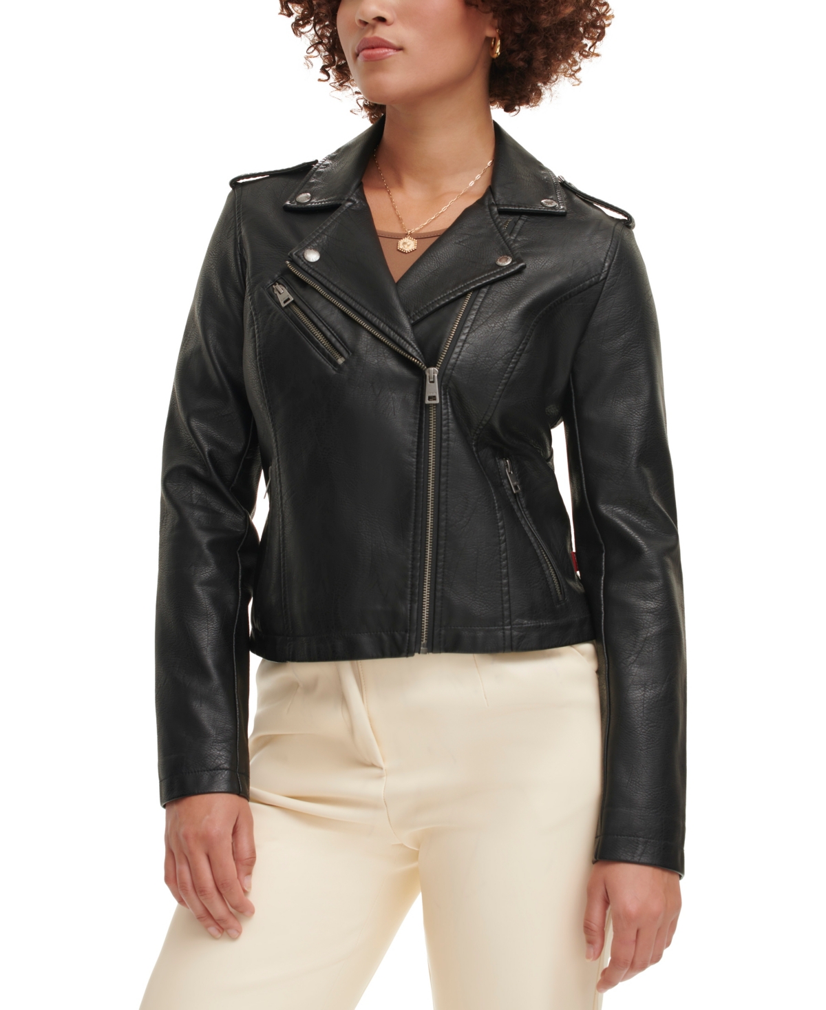 Shop Levi's Women's Classic Faux Leather Asymmetrical Moto Jacket In Black