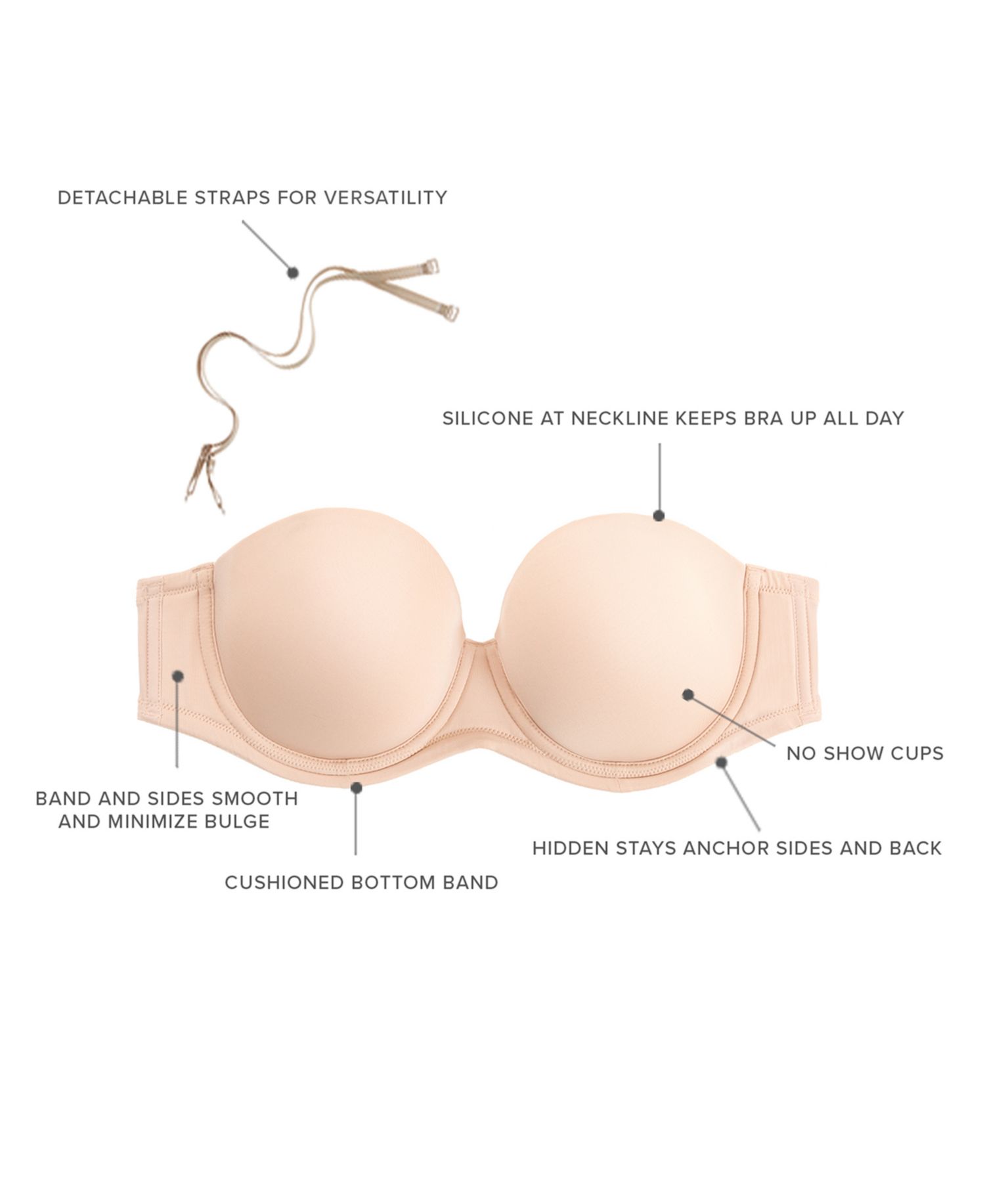 Red Carpet Full Figure Underwire Strapless Bra 854119, Up To I Cup
