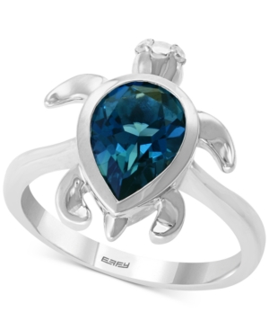 image of Effy London Blue Topaz (2-3/8 ct. t.w.) & Diamond Accent Turtle Ring in Sterling Silver