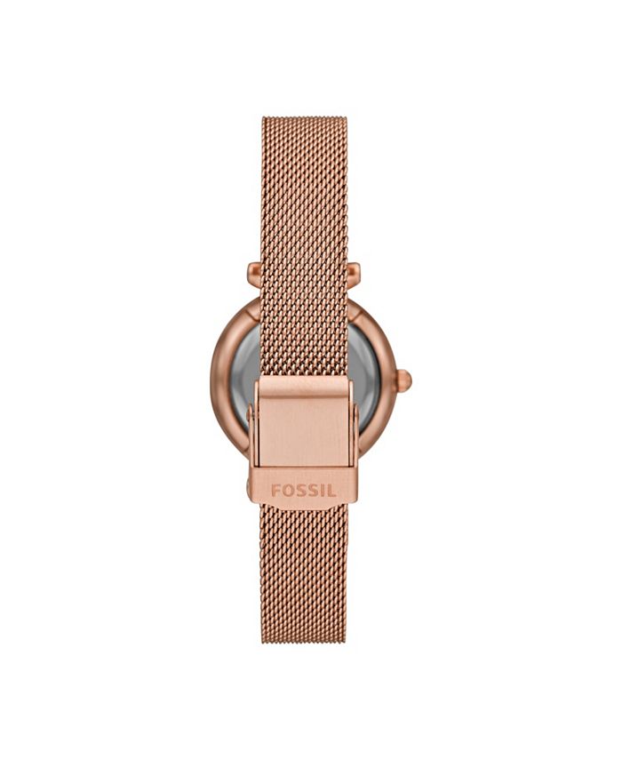Fossil Carlie Mini Women's Watch – Gold-Tone Stainless Steel Bracelet, Mother Of Pearl Dial