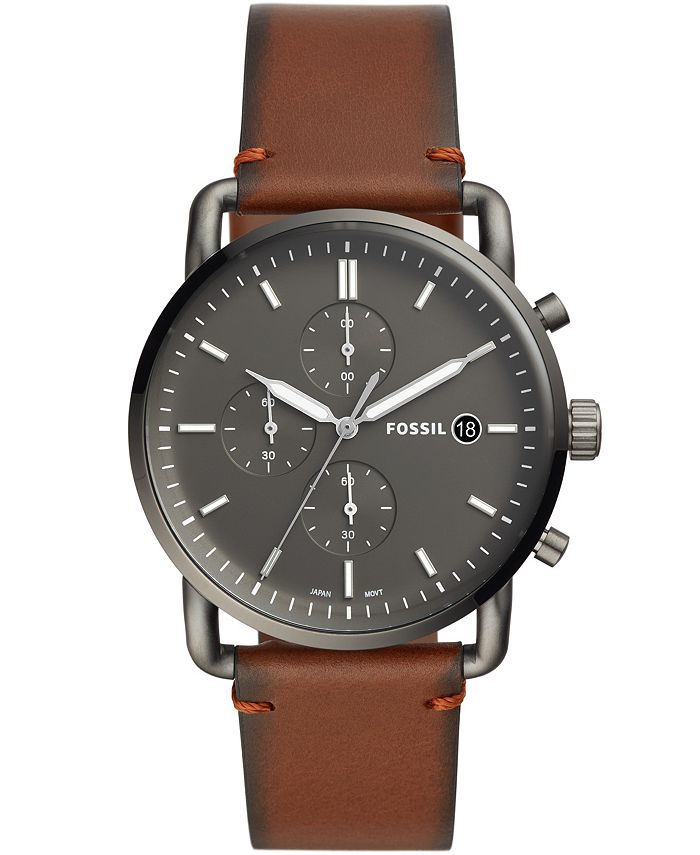 Fossil The Commuter Twist Black Dial Brown Leather Strap Watch for Men -  ME1166