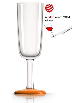 Marc Newson - Flute Glass with Orange non-slip base, Set of 2