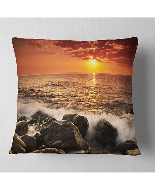 Design Art Designart Bright Sunset Over Rocky Shore Modern