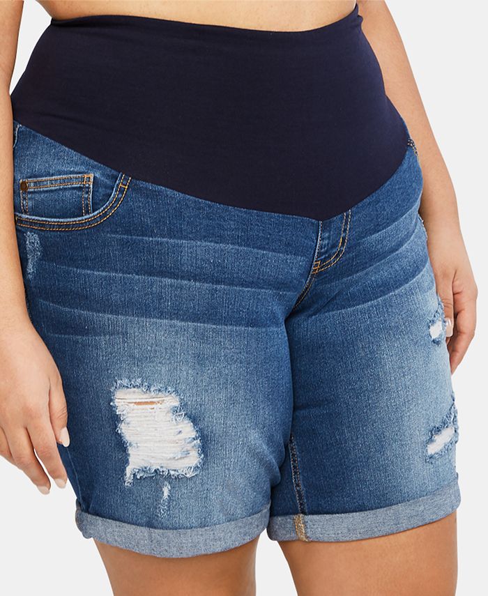 Motherhood Maternity Plus Size Cuffed Denim Shorts Macys 