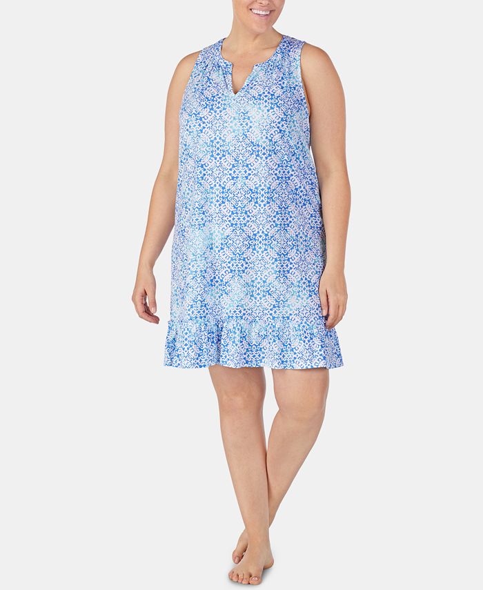 Lauren Ralph Lauren Plus-Size Printed Ruffle Flounce Nightgown - Macy's