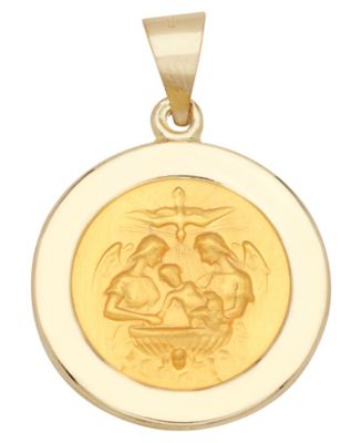 Baptism Medal Pendant in 14K Yellow Gold - Gold