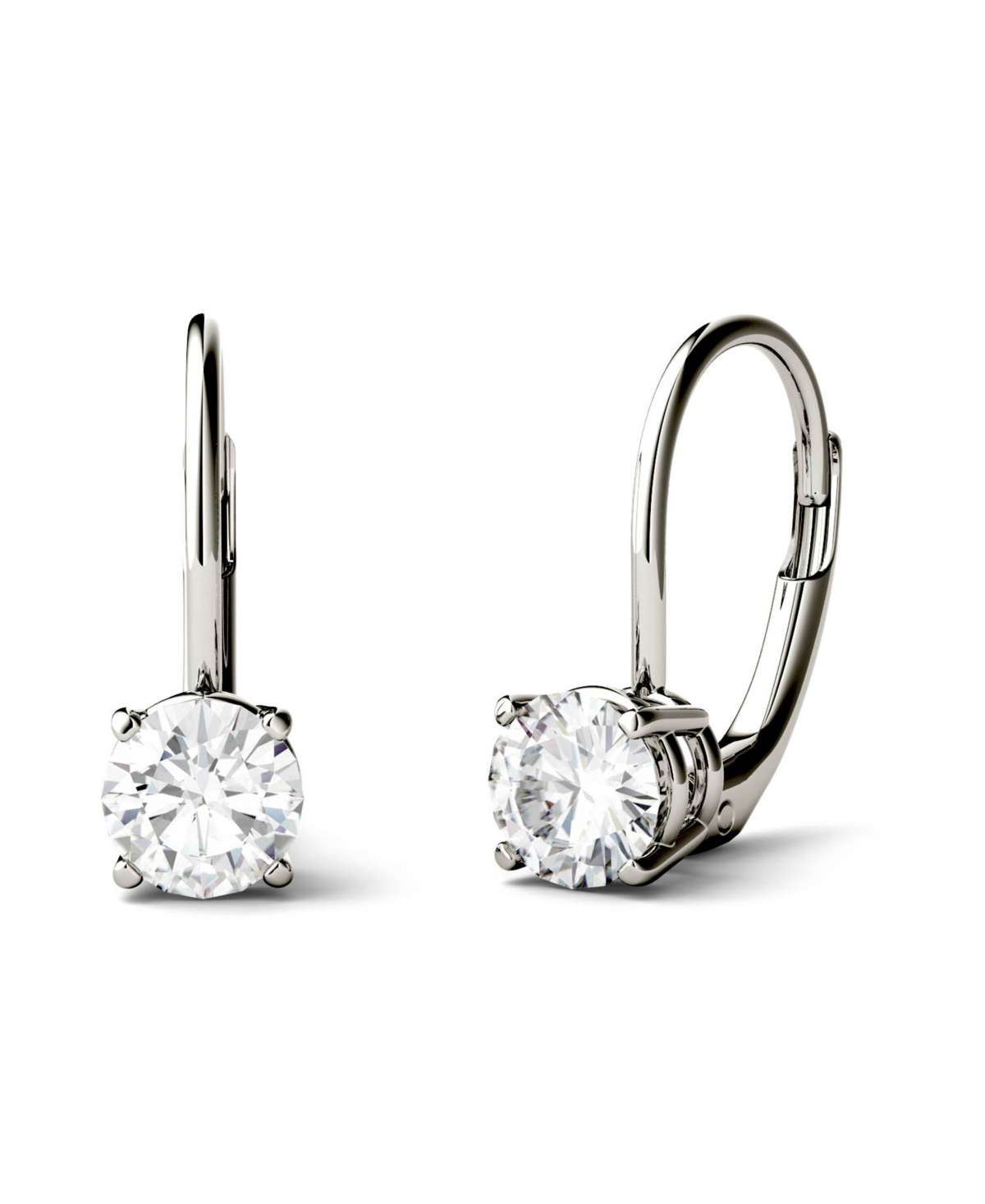 Moissanite Leverback Earrings (1 ct. t.w. Diamond Equivalent) in 14k white or yellow gold - Yellow Gold